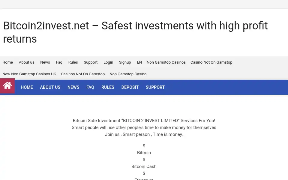 Screenshot of bitcoin2invest.net