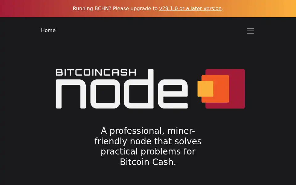 Screenshot of bitcoincashnode.org