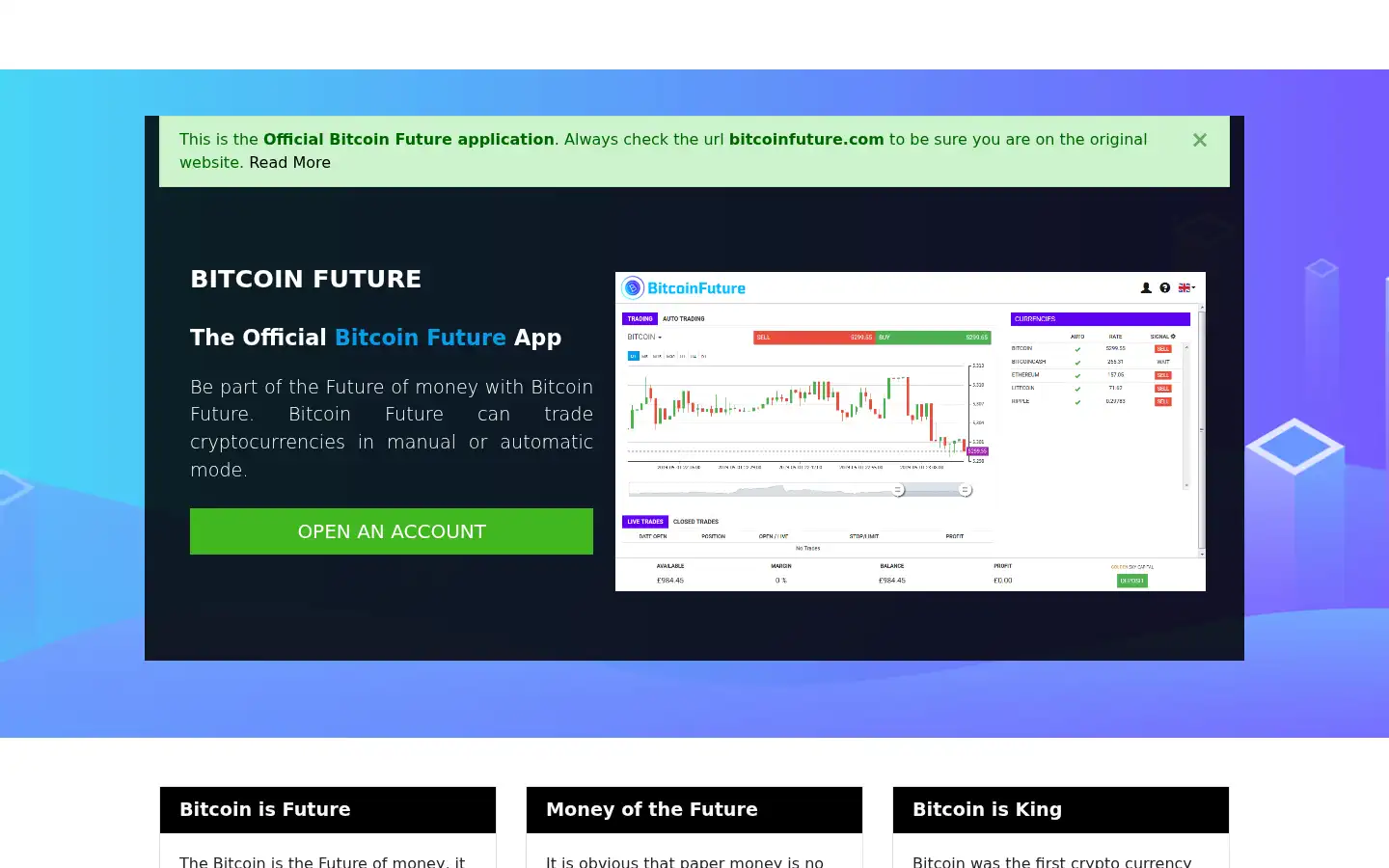 Screenshot of bitcoinfuture.com