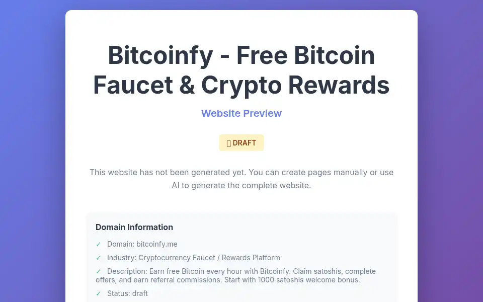 Screenshot of bitcoinfy.me