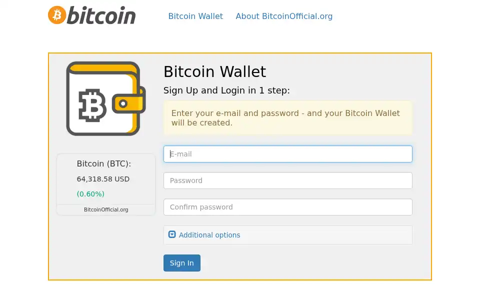 Screenshot of bitcoinofficial.org