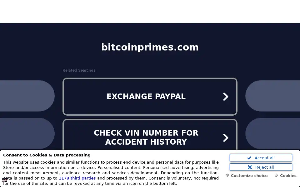 Screenshot of bitcoinprimes.com
