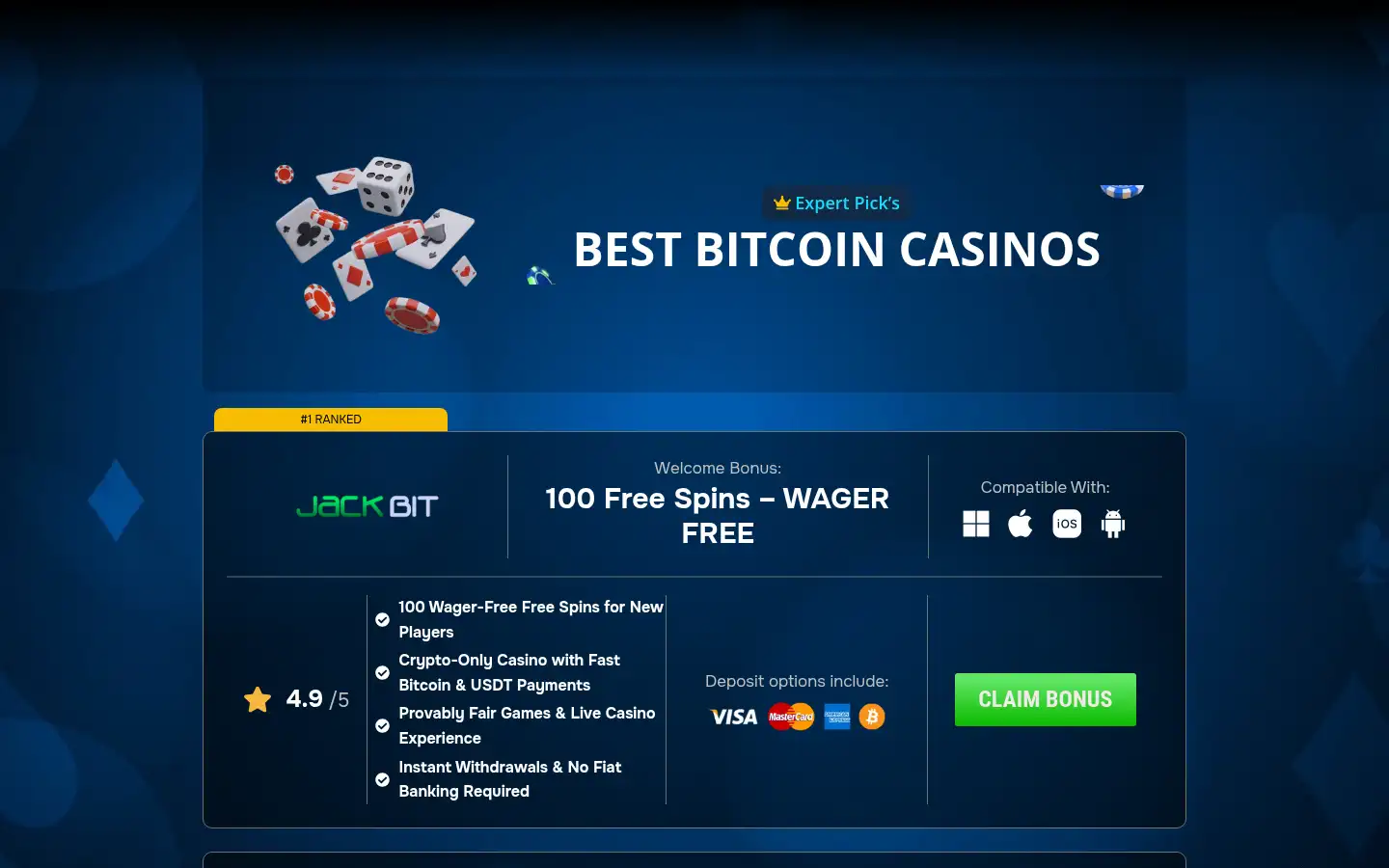Screenshot of bitcoinscasinos.org