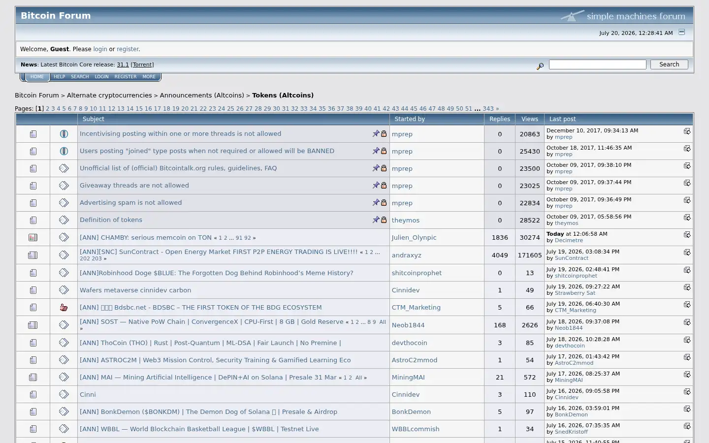 Screenshot of bitcointalk.org