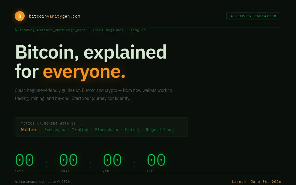 Screenshot of bitcoinvanitygen.com