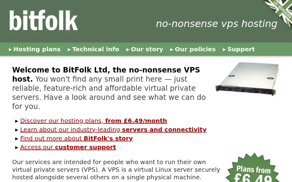 Screenshot of bitfolk.com