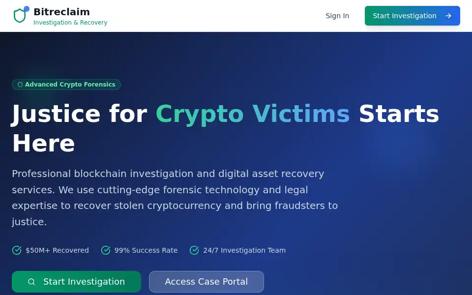 Screenshot of bitreclaim.org