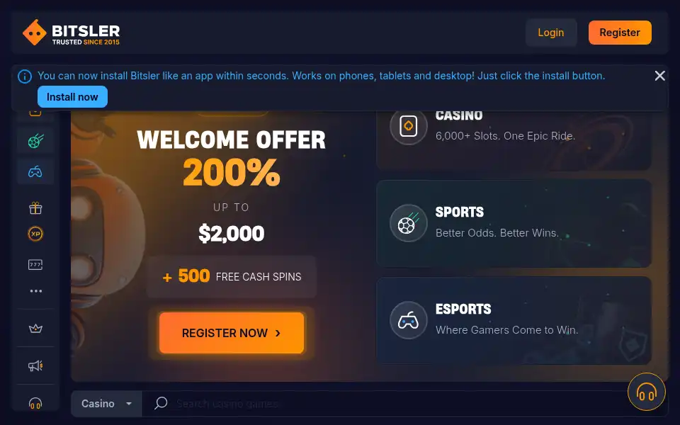Screenshot of bitsler.io