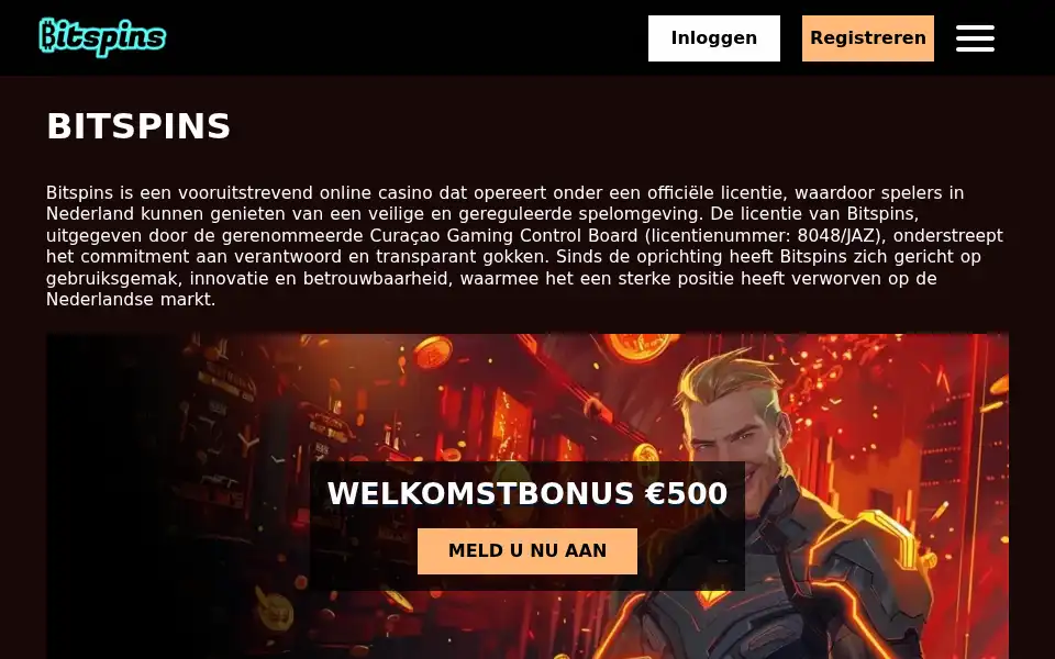 Screenshot of bitspins.nl