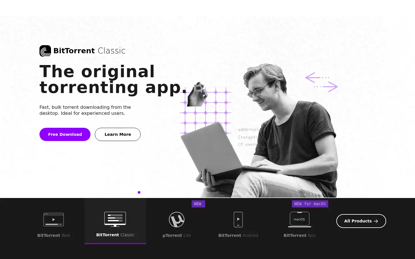Screenshot of bittorrent.com