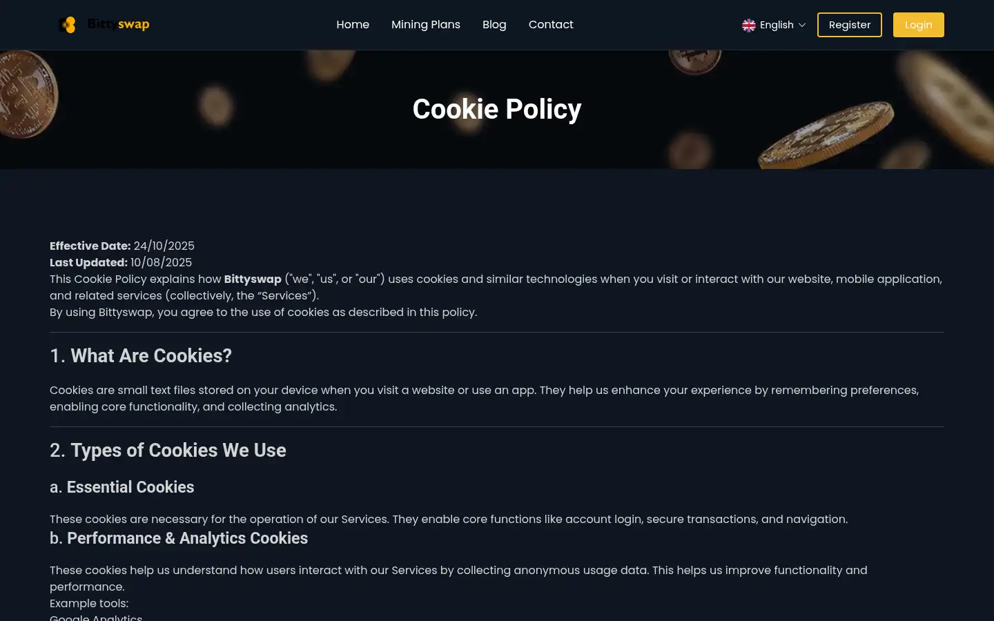 Screenshot of bittyswap.com