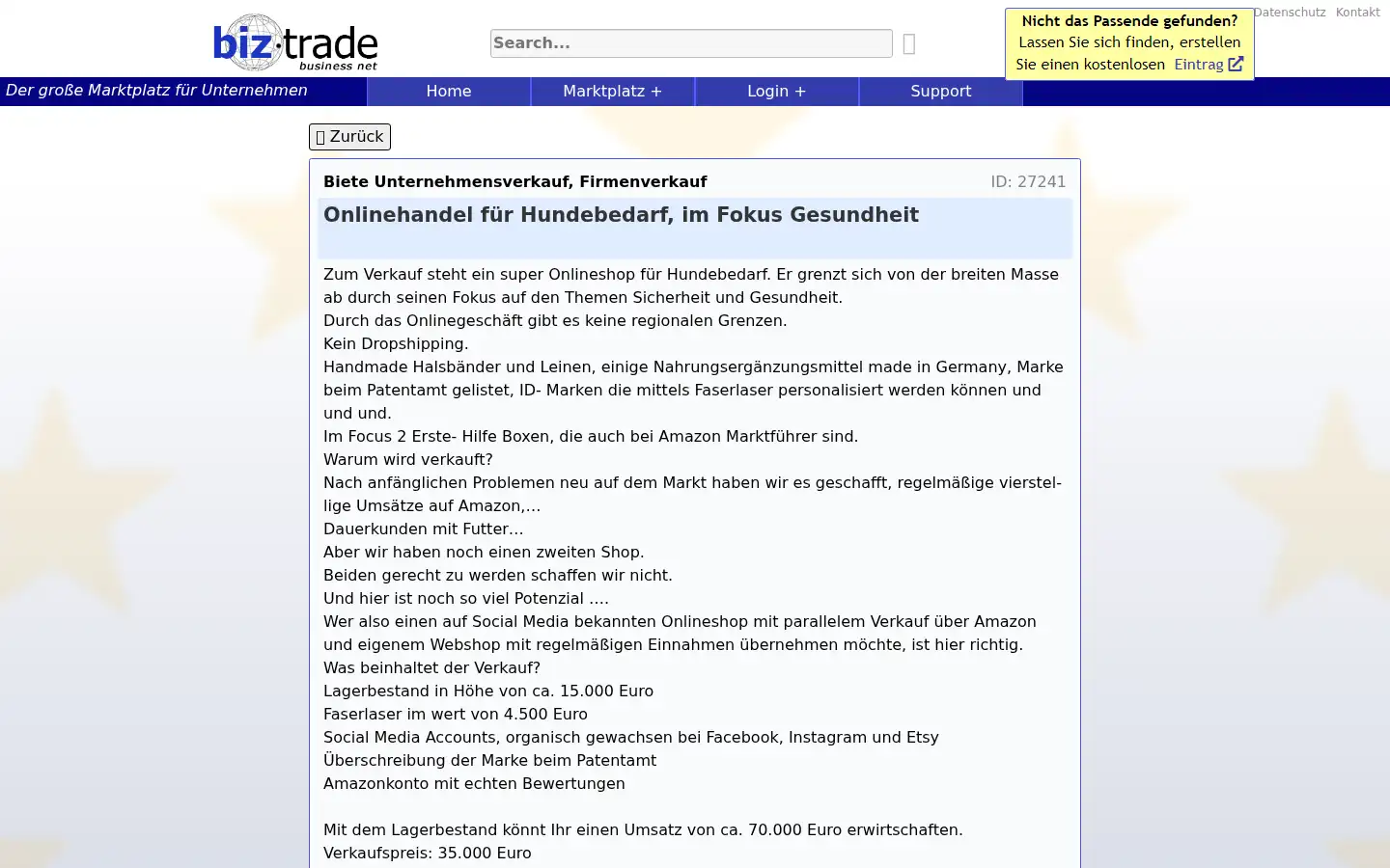 Screenshot of biz-trade.de