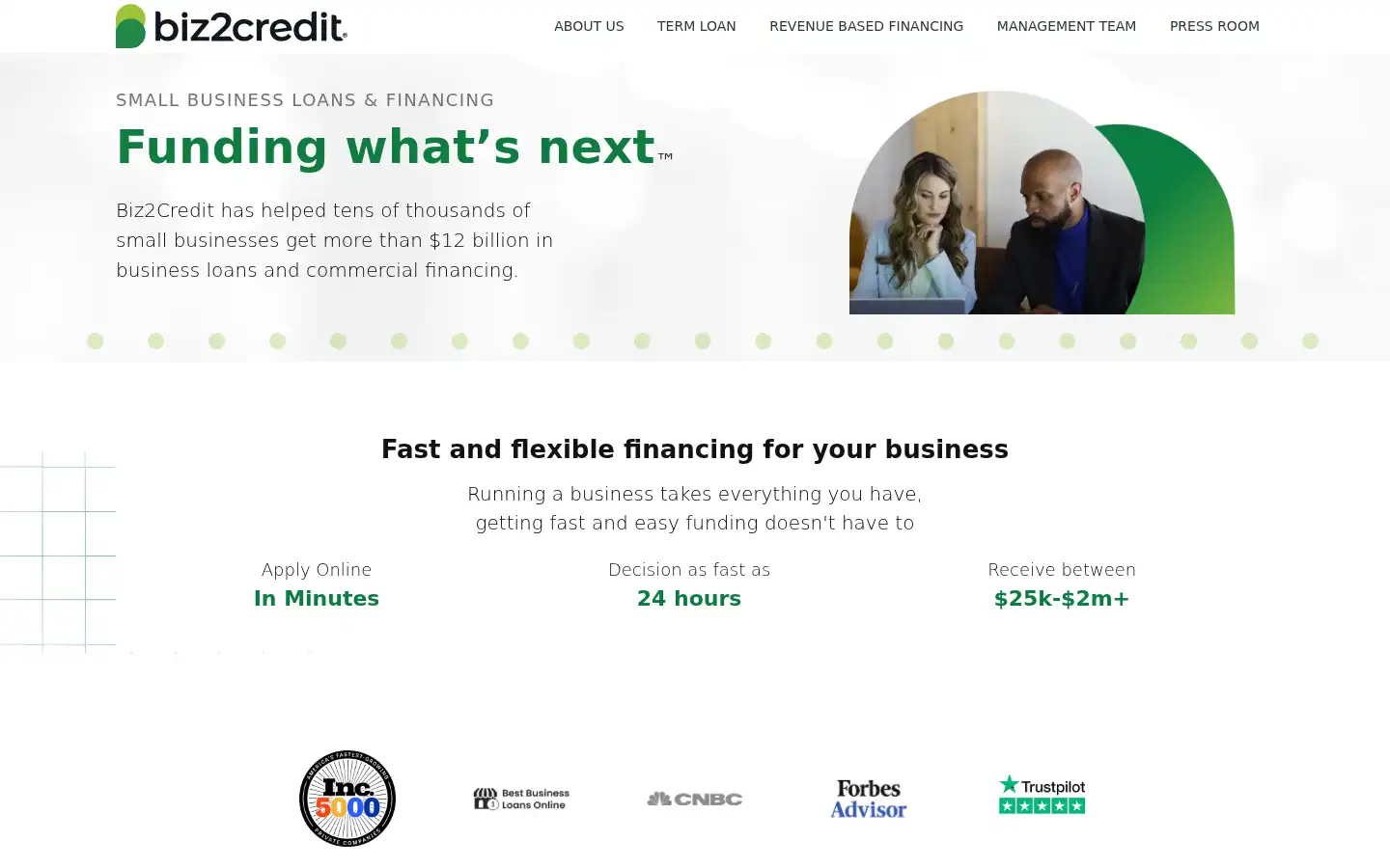 Screenshot of biz2credit.com