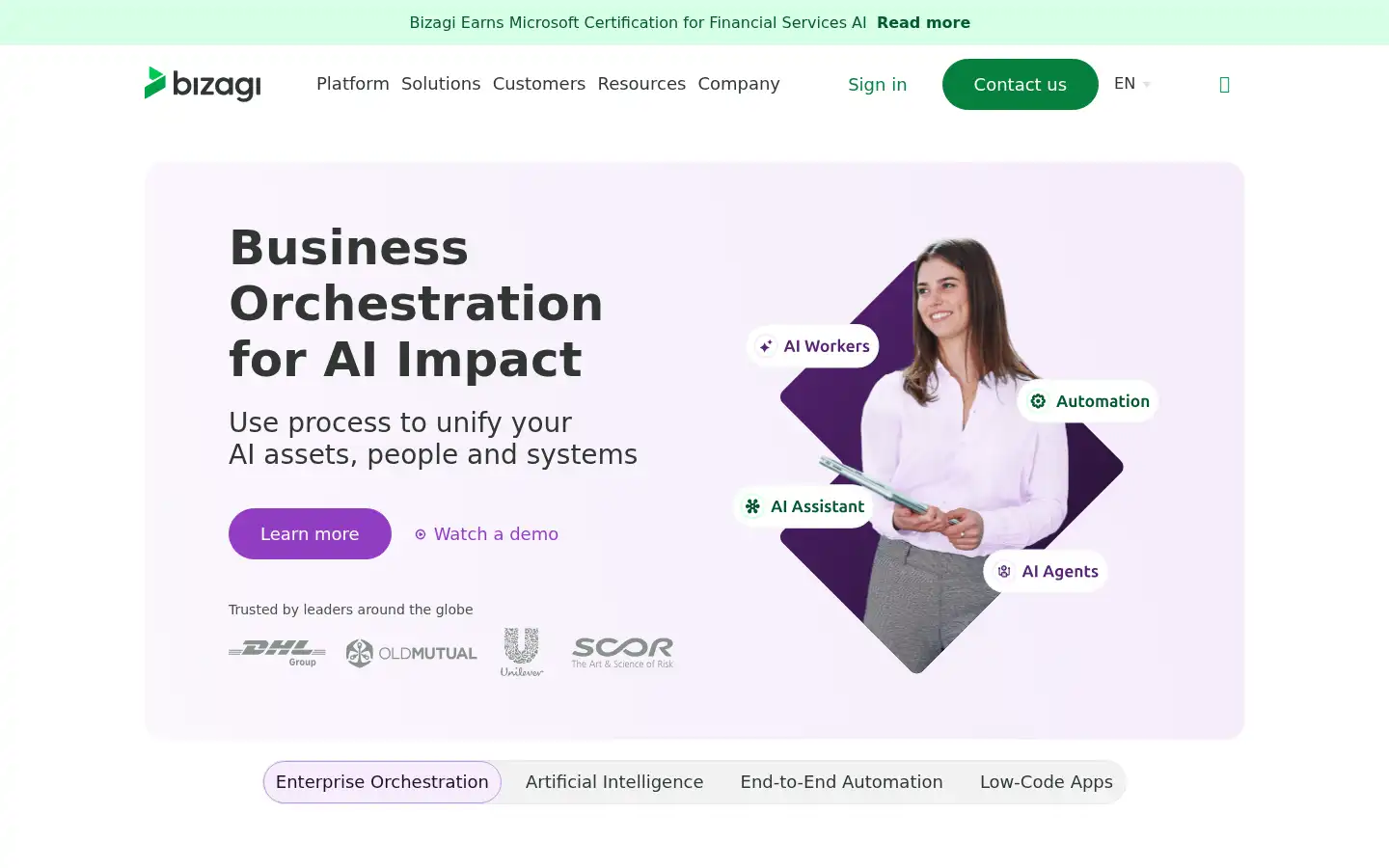 Screenshot of bizagi.com