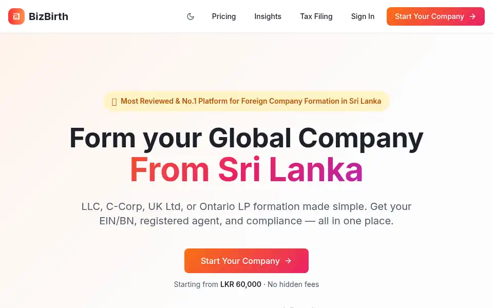 Screenshot of bizbirthlk.com