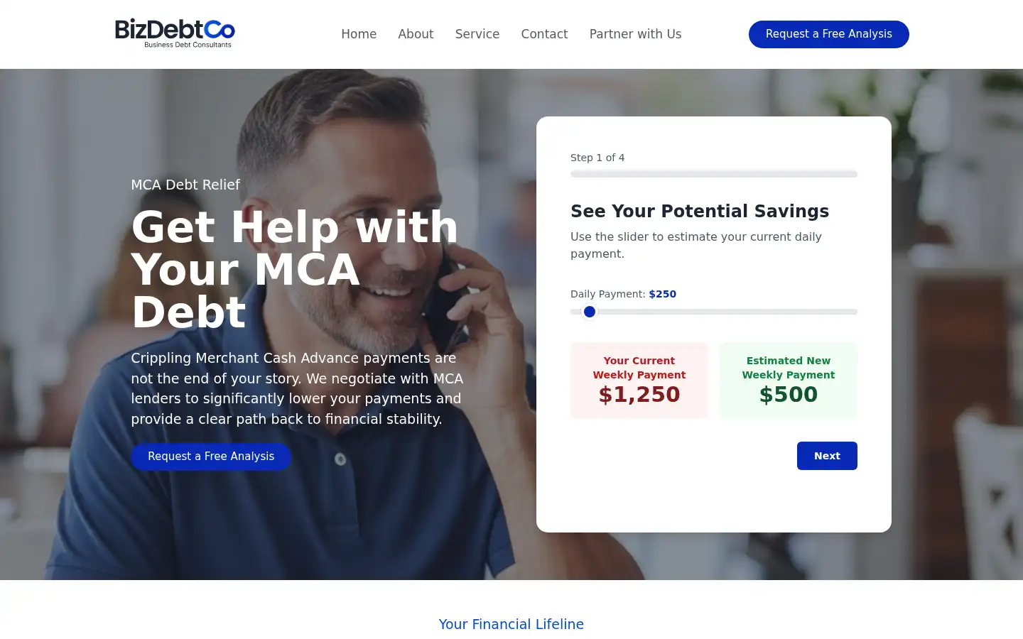 Screenshot of bizdebtco.com