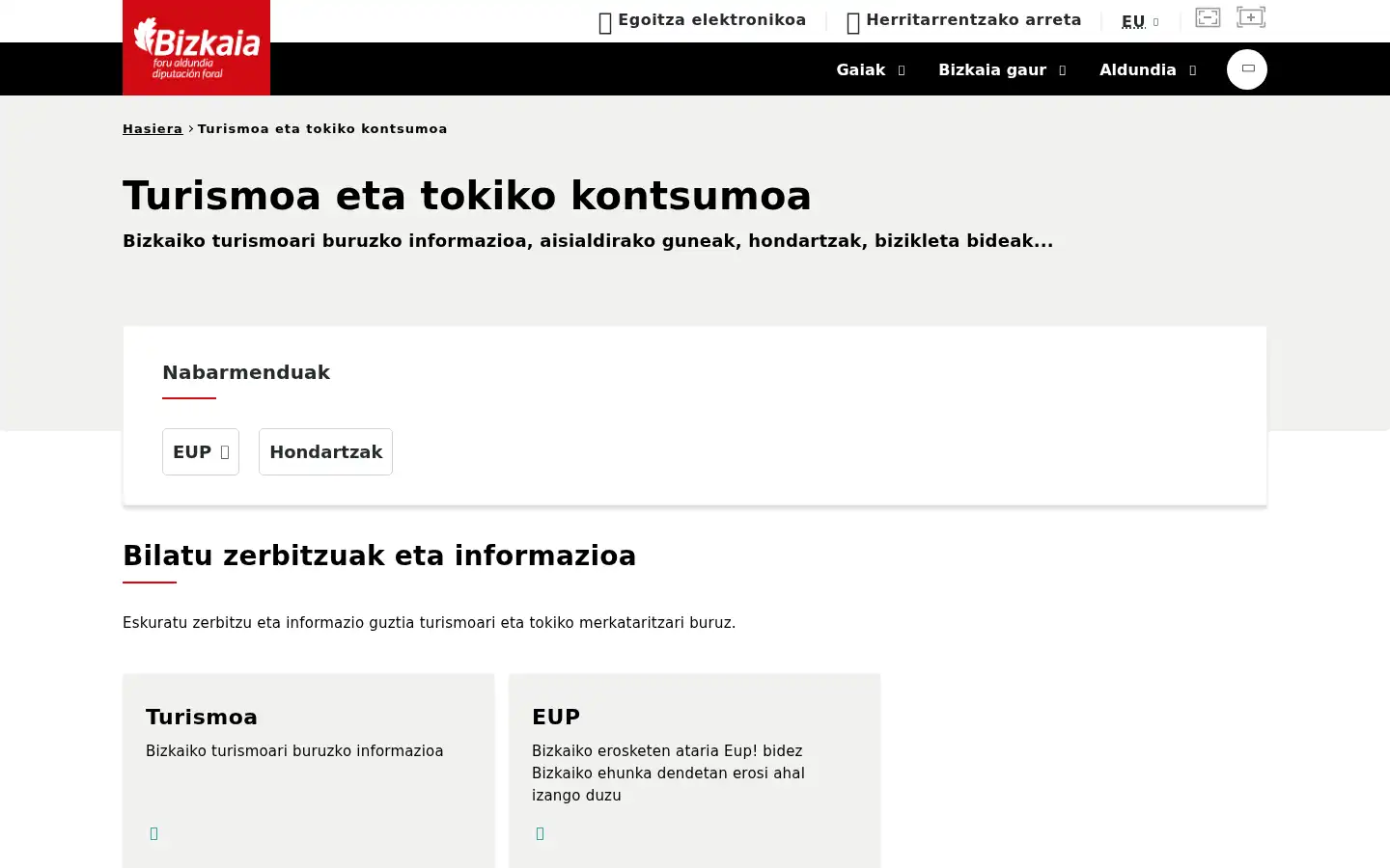 Screenshot of bizkaia.eus