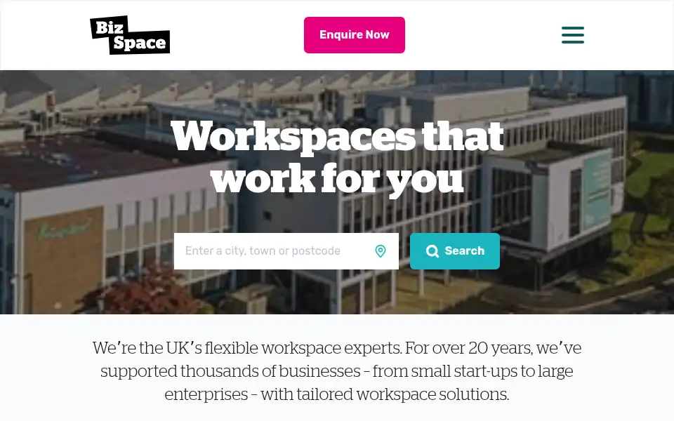Screenshot of bizspace.co.uk