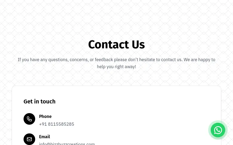 Screenshot of bizzbuzzcreations.com