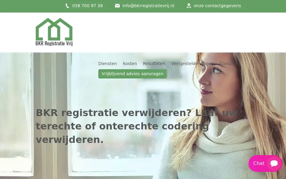 Screenshot of bkrregistratievrij.nl