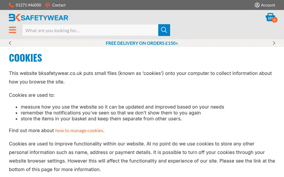 Screenshot of bksafetywear.co.uk