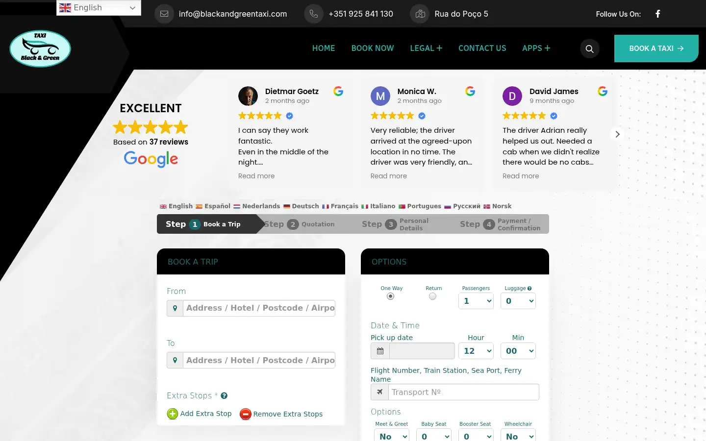 Screenshot of blackandgreentaxi.com