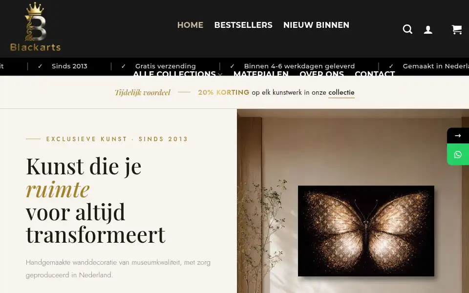 Screenshot of blackarts.nl