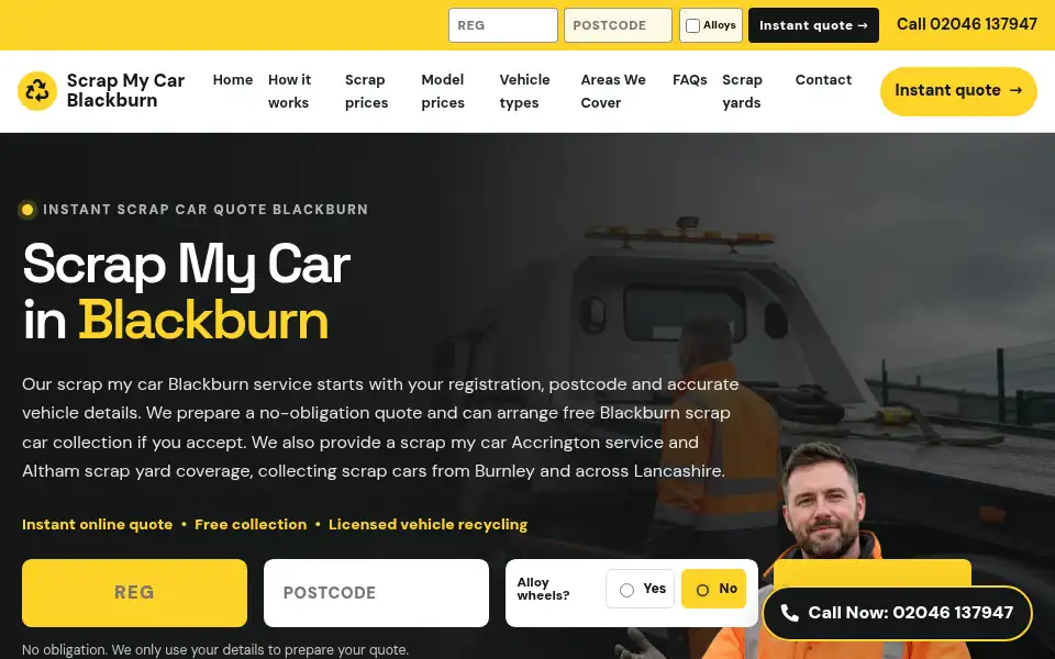 Screenshot of blackburnscrapyard.co.uk