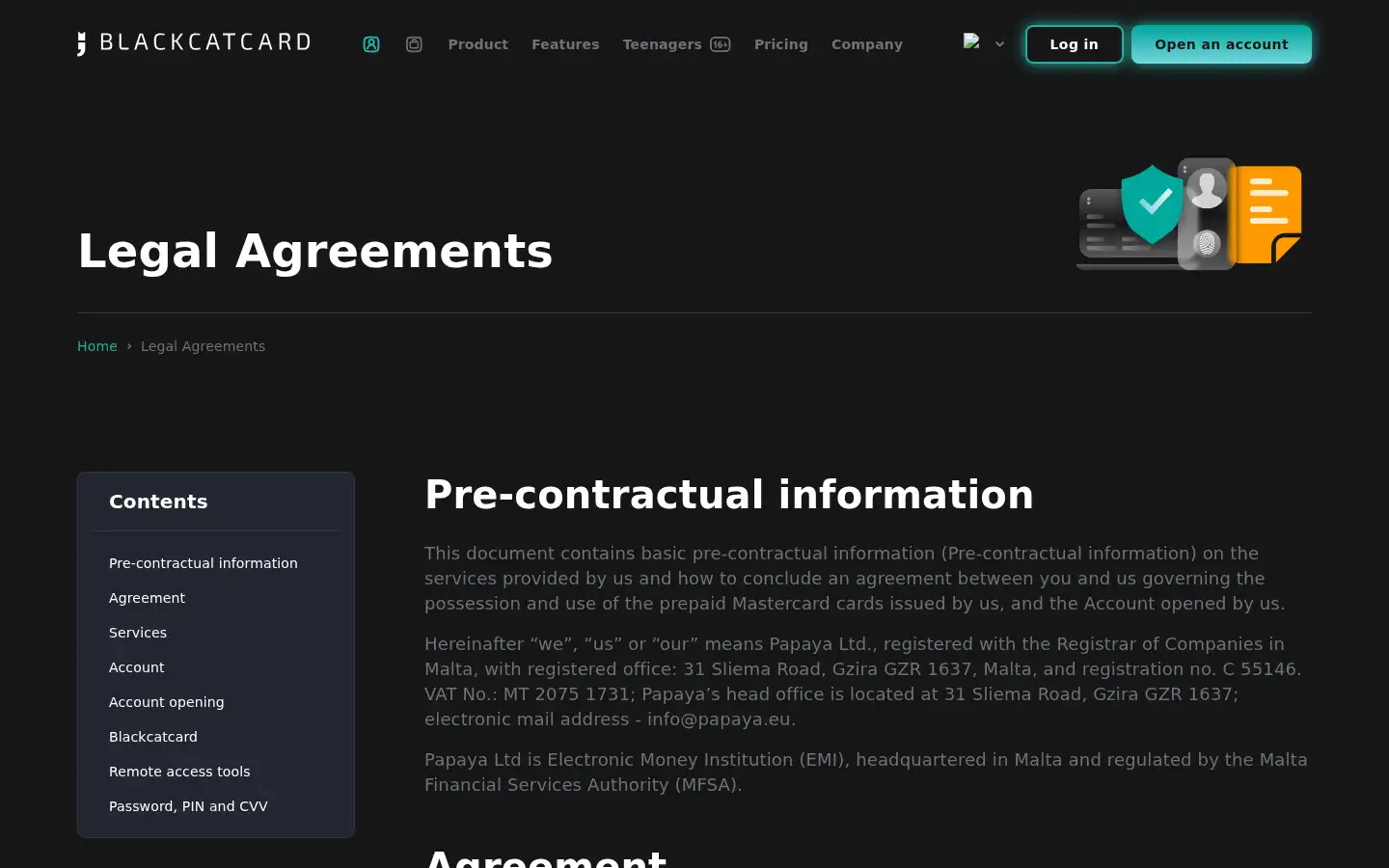 Screenshot of blackcatcard.com