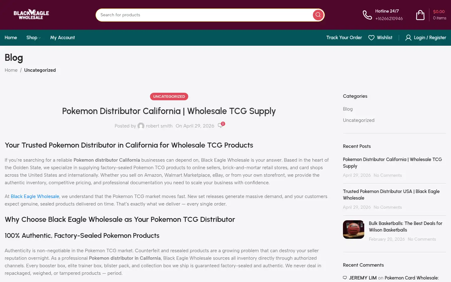 Screenshot of blackeaglewholesale.com