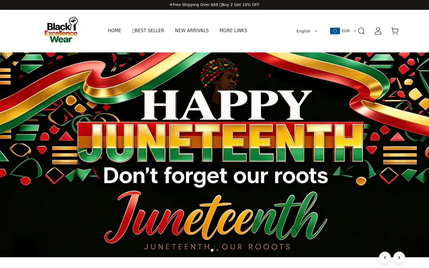 Screenshot of blackexcellencewear.com