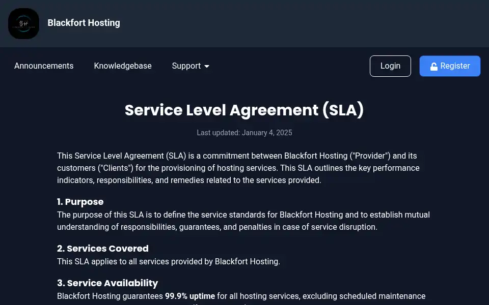 Screenshot of blackforthosting.com