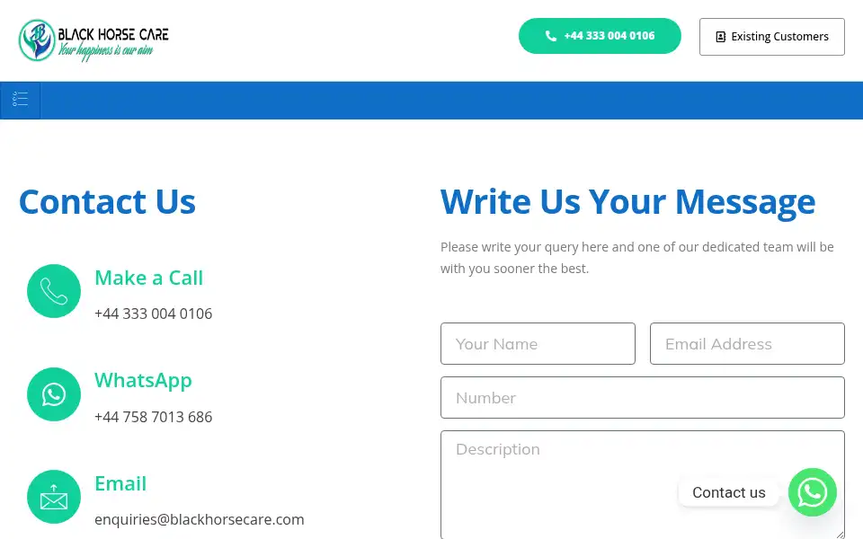 Screenshot of blackhorsecare.com