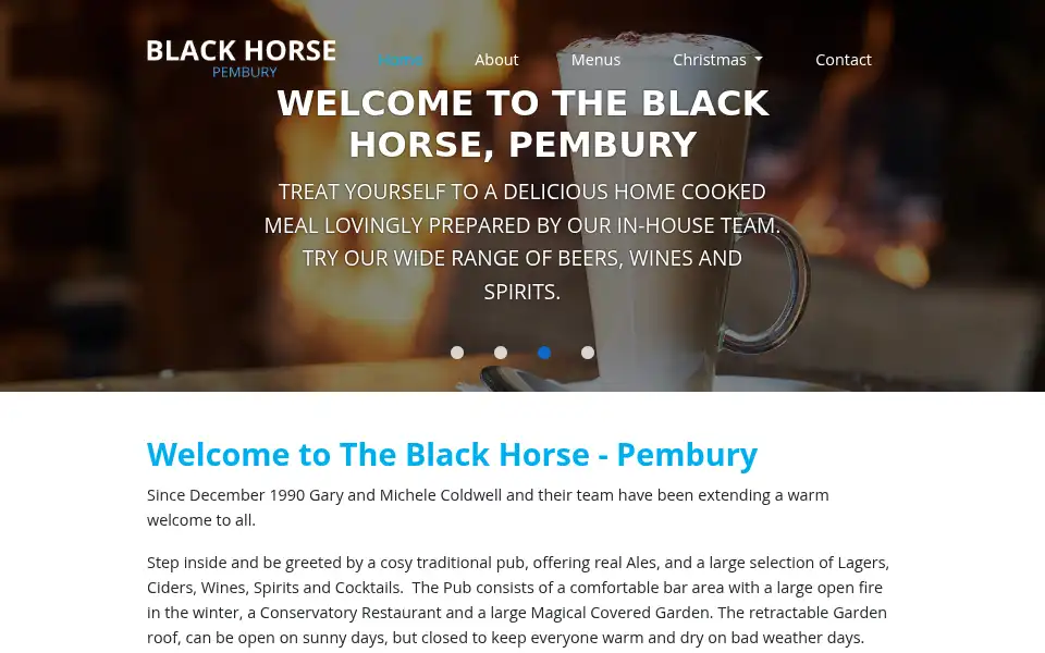 Screenshot of blackhorsepembury.co.uk