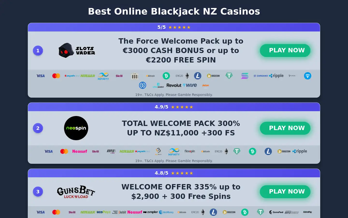 Screenshot of blackjack-nz.online