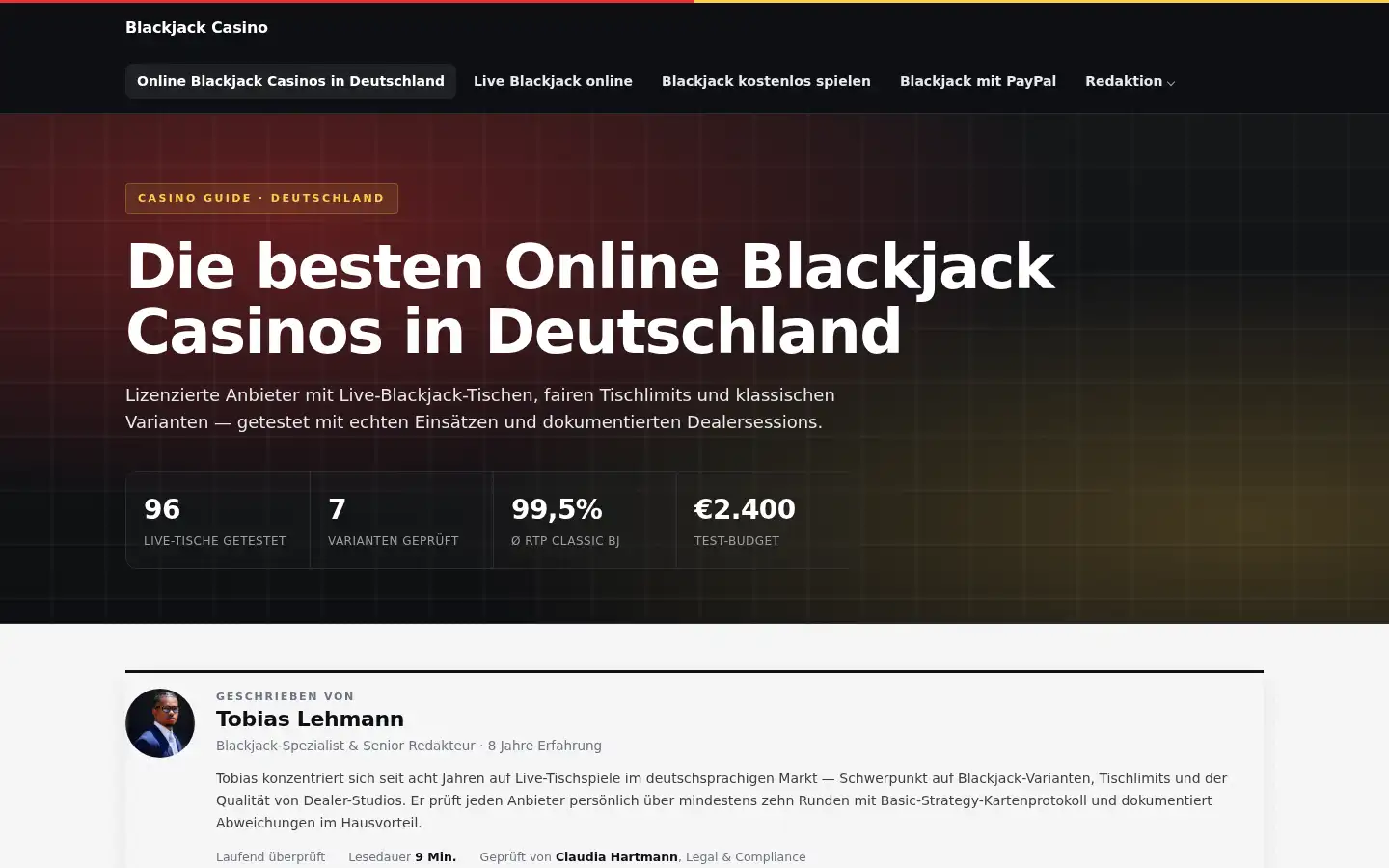 Screenshot of blackjackcasinosite.com
