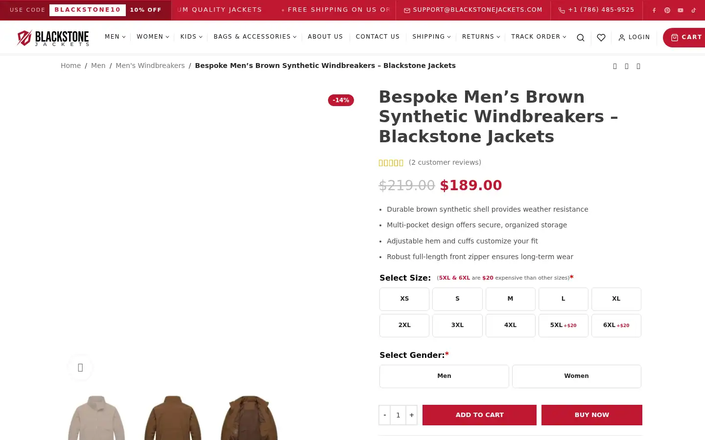 Screenshot of blackstonejackets.com