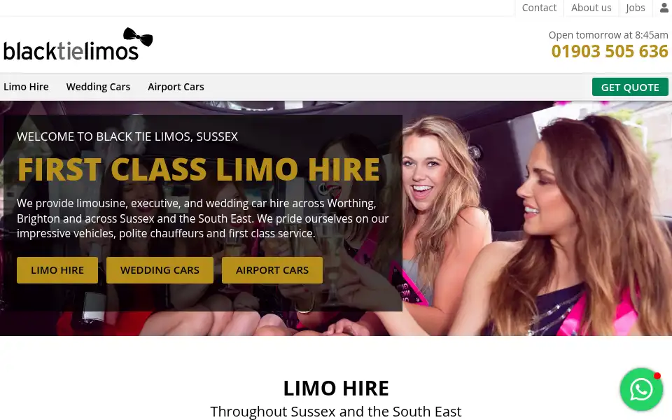 Screenshot of blacktielimos.co.uk