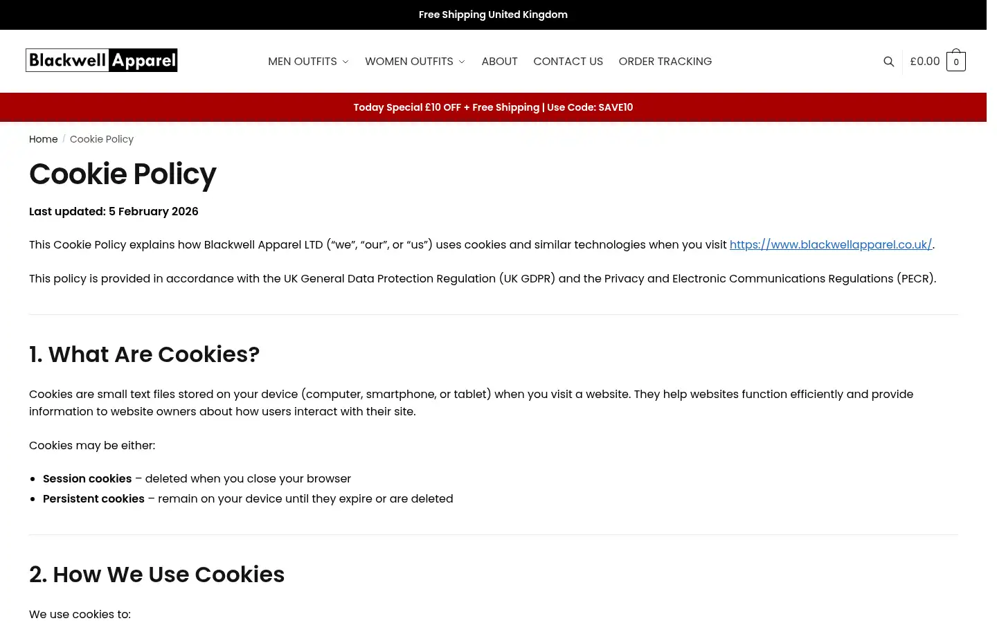 Screenshot of blackwellapparel.co.uk