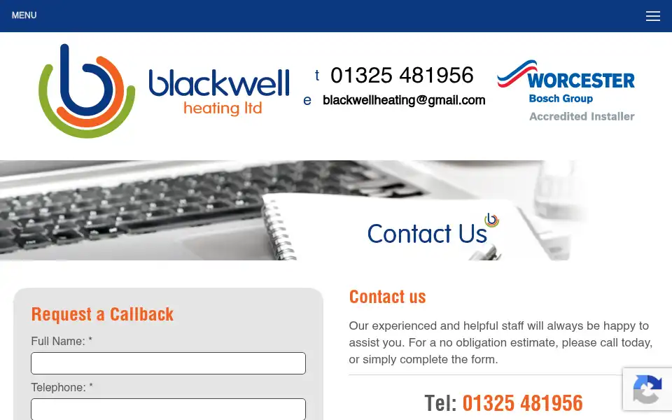 Screenshot of blackwellheating.co.uk