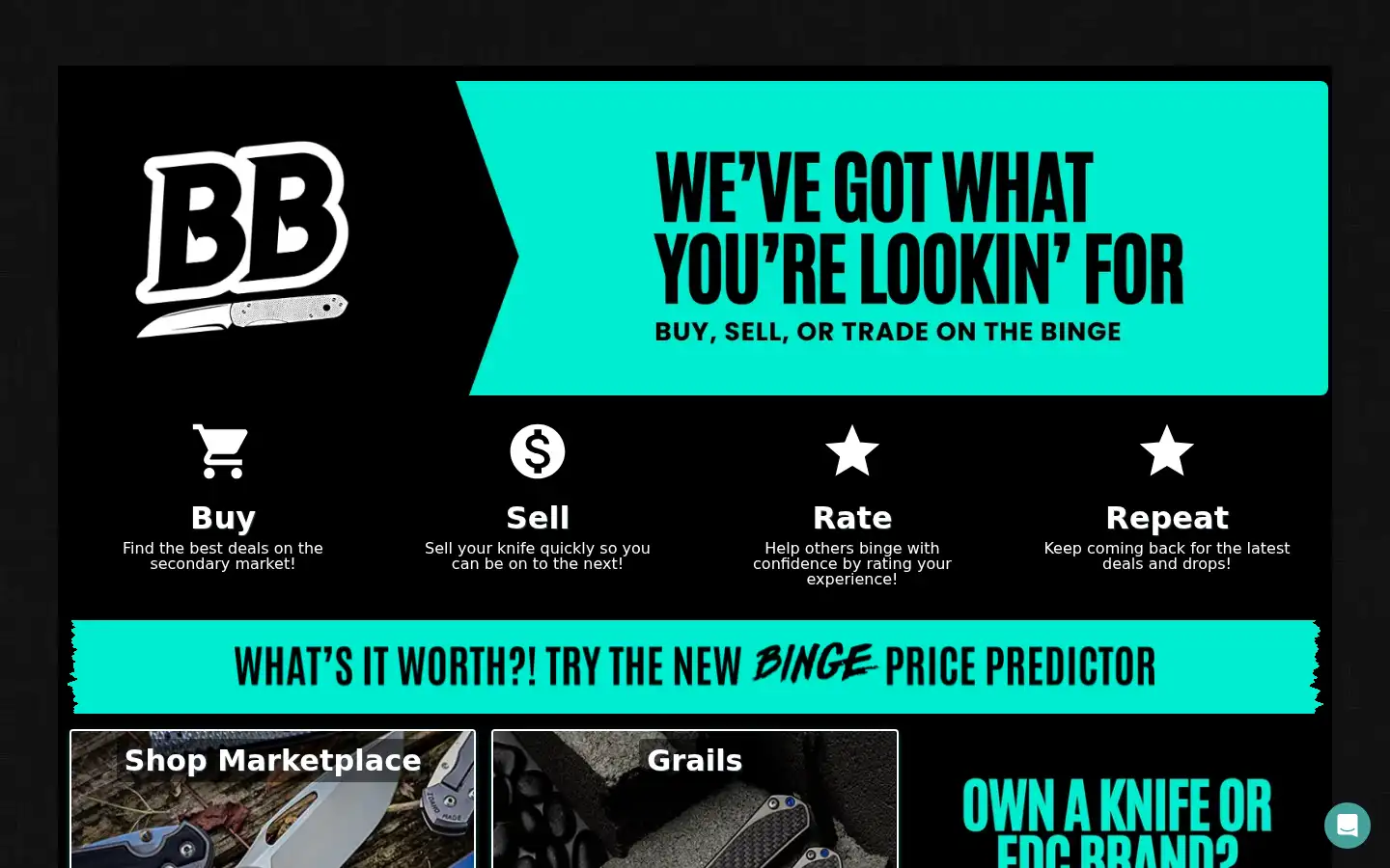 Screenshot of bladebinge.com