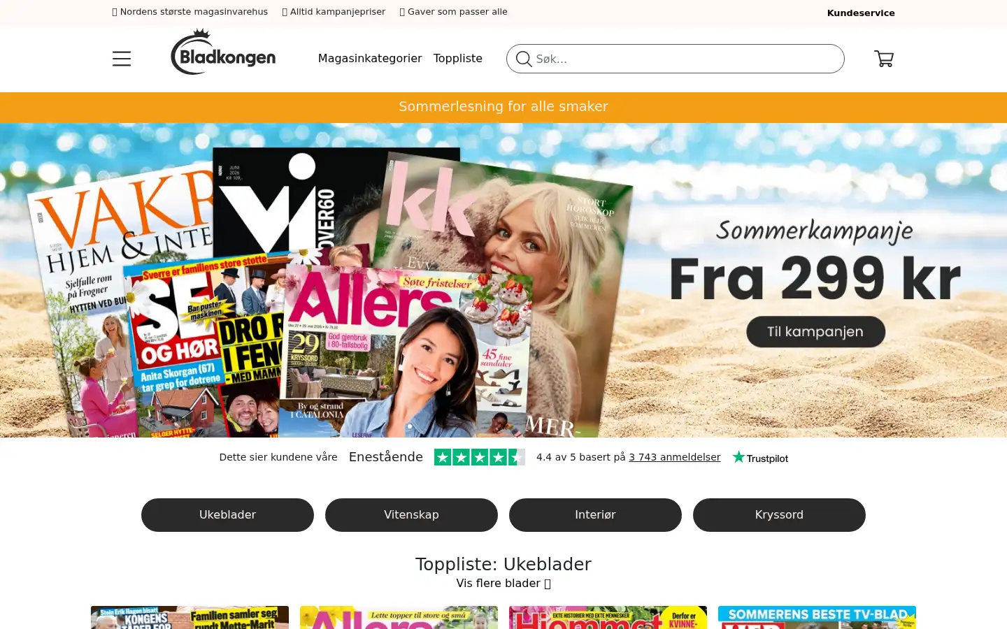 Screenshot of bladkongen.no