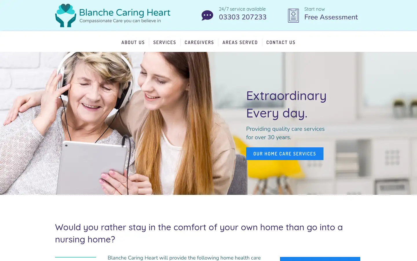 Screenshot of blanchecaringheart.co.uk