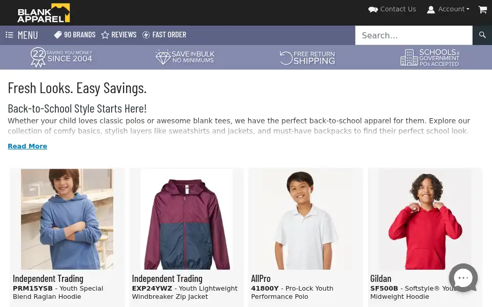 Screenshot of blankapparel.com
