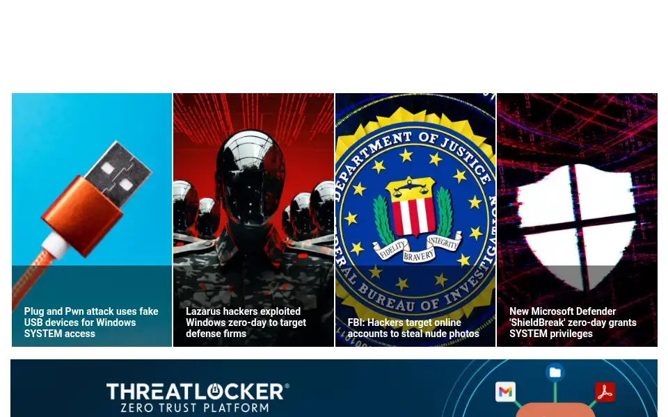 Screenshot of bleepingcomputer.com