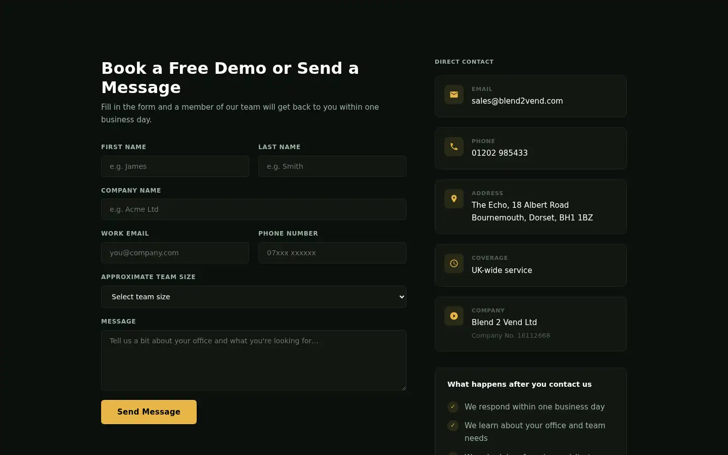Screenshot of blend2vend.com