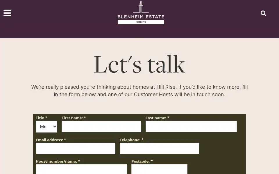 Screenshot of blenheimestate.com
