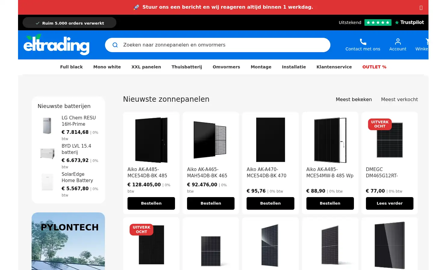 Screenshot of blijmetzonnepanelen.nl
