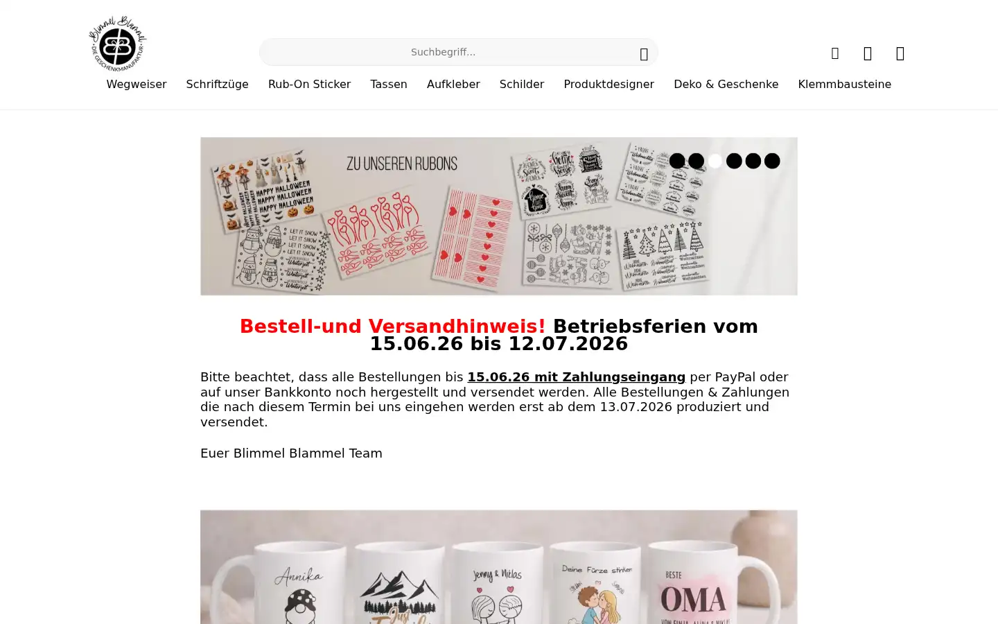 Screenshot of blimmelblammel.de
