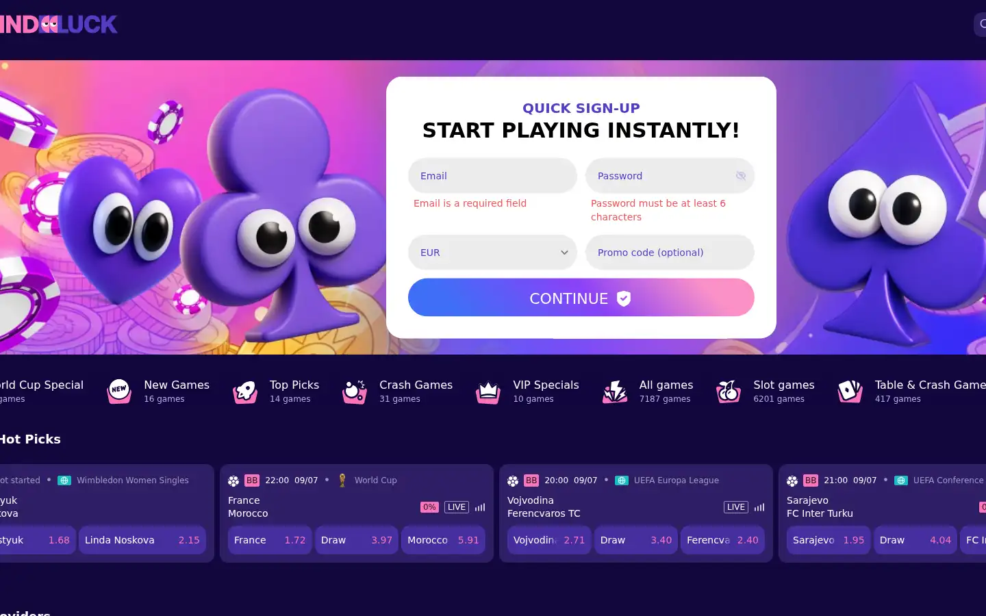 Screenshot of blindluck99.io